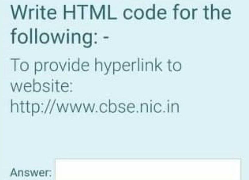  Write HTML code for the following: - To provide hyperlink to