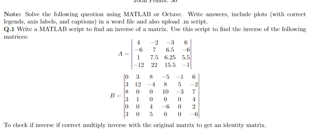 I want a matlab code for the whole script Note: Solve the