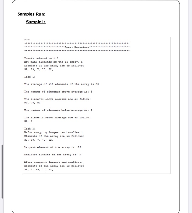 array with random values (between 0 and 99) void fillArray_1D (int array],