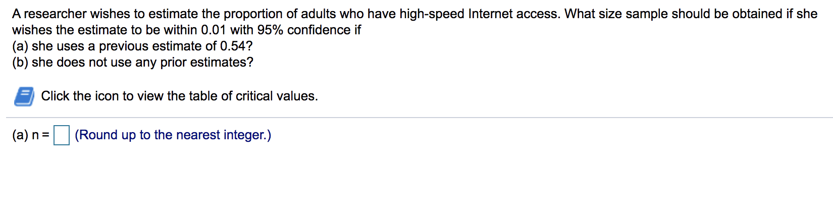 upper bound = 0.539, n = 1000 The point estimate of the
