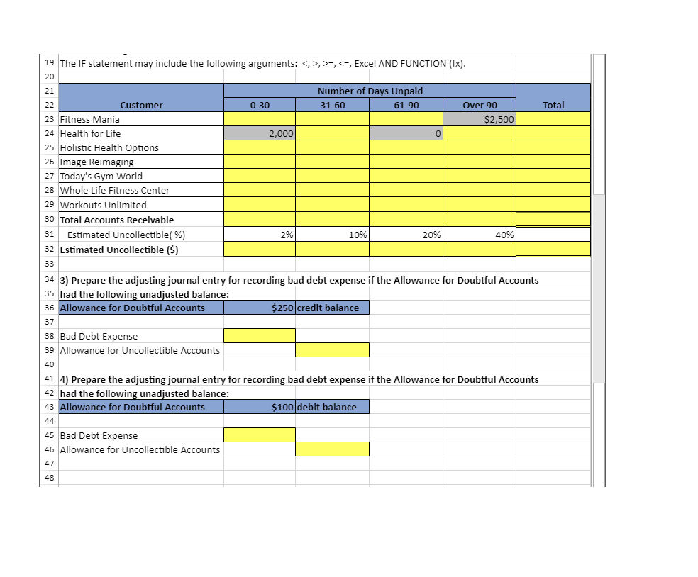 formula as well like (=SUM(C4:C10) Xercise Cycles Company has provided its year