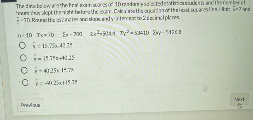 regression model (not necessarily linear) has been fit between an explanatory variable