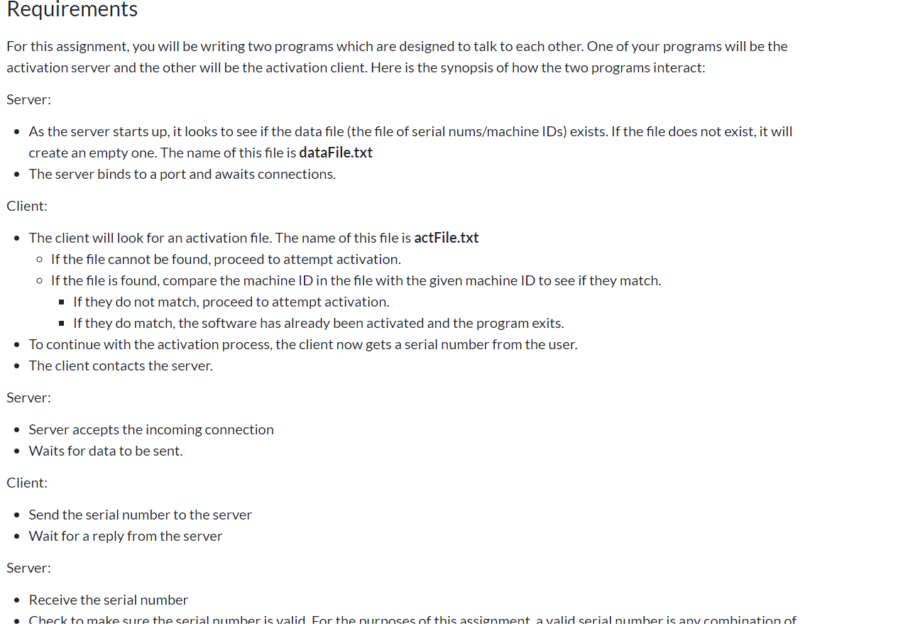 Help ASAP!!!!! Programming Language C++ Assignment Client Program Server please include comments