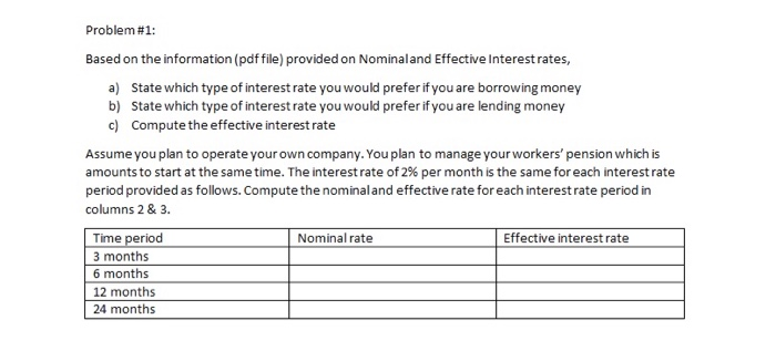  Problem #1: Based on the information (pdf file) provided on Nominaland