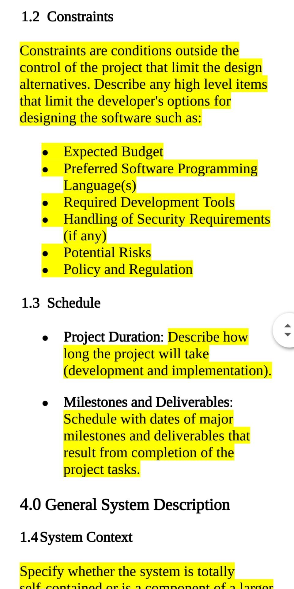 the overall business. - Provide an overview of any definitions the reader