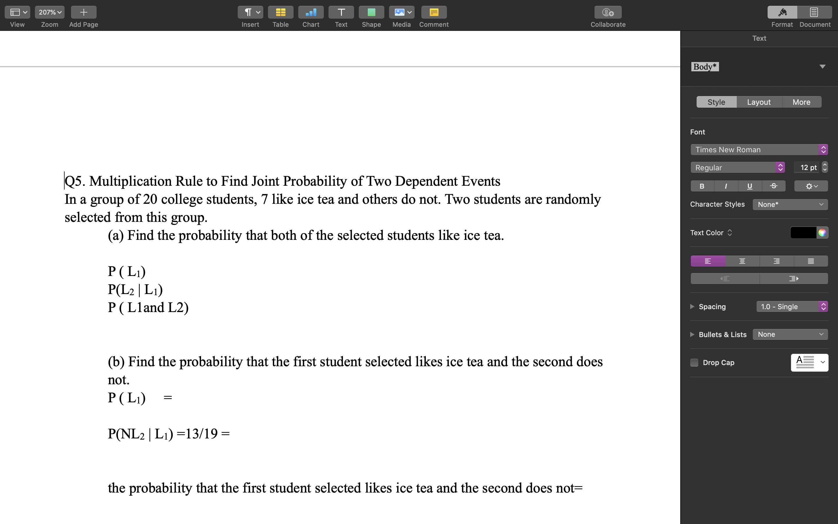  207% + T E View Zoom Add Page Insert Table Chart