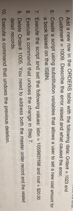 DROP TABLE CUSTOMERS CASCADE CONSTRAINTS; DROP TABLE ORDERS CASCADE CONSTRAINTS; DROP TABLE