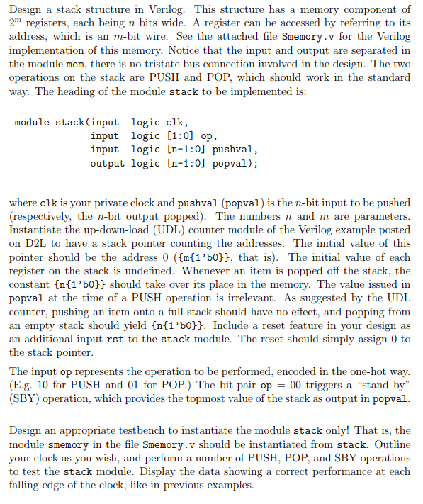  Design a stack structure in Verilog. This structure has a memory