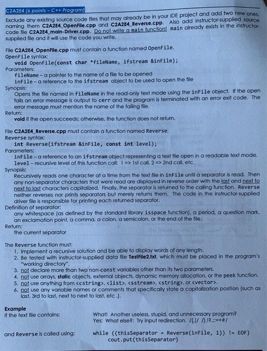  DRIVER FILE: INSTRUCTOR DRIVER FILE: #define INSTRUCTOR_FILE // DO NOT DEFINE