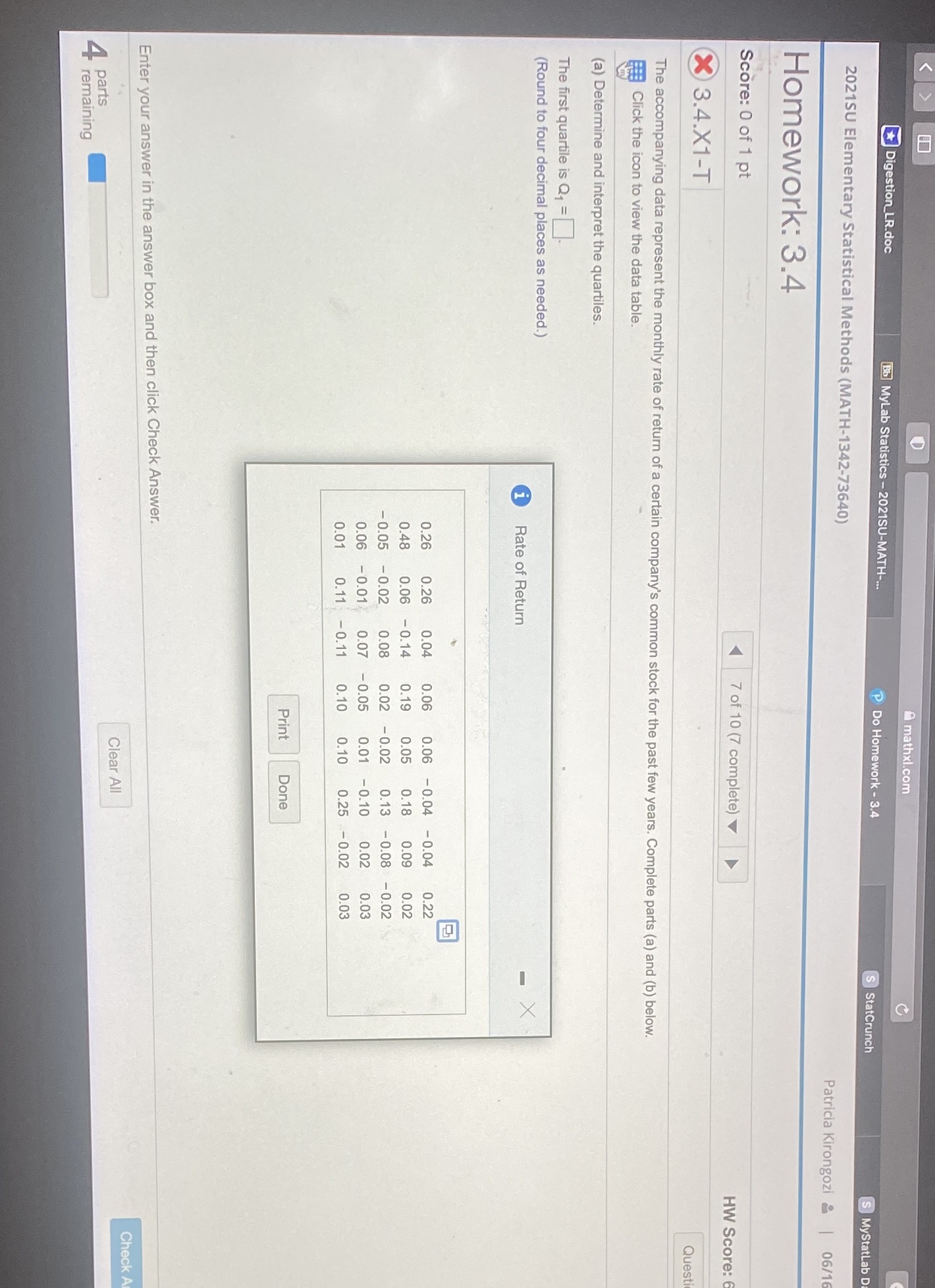  mathxl.com Digestion LR.doc Bb MyLab Statistics - 2021SU-MATH-. P Do Homework