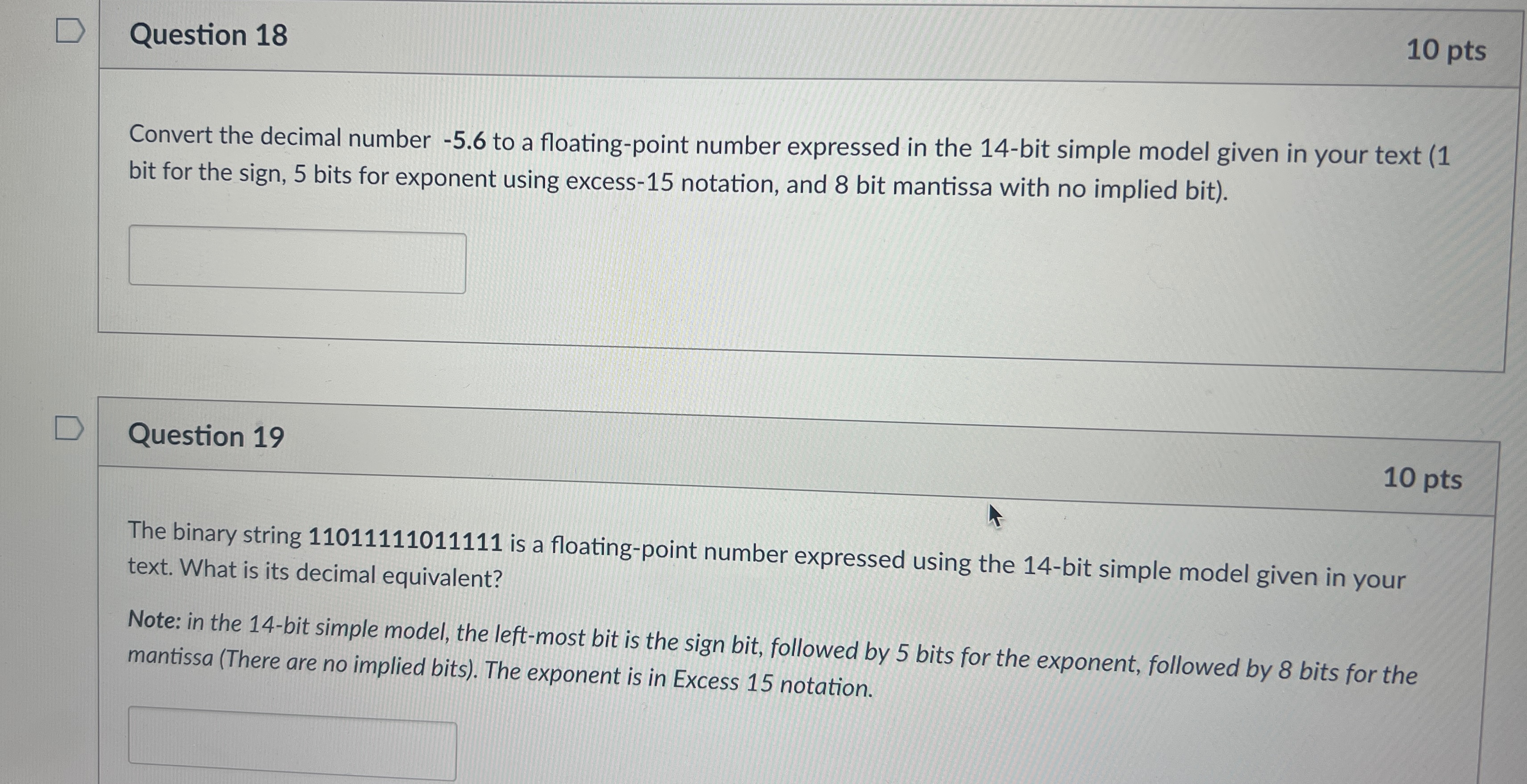  Please answer with simple explanation, will upvote Question 18 10 pts