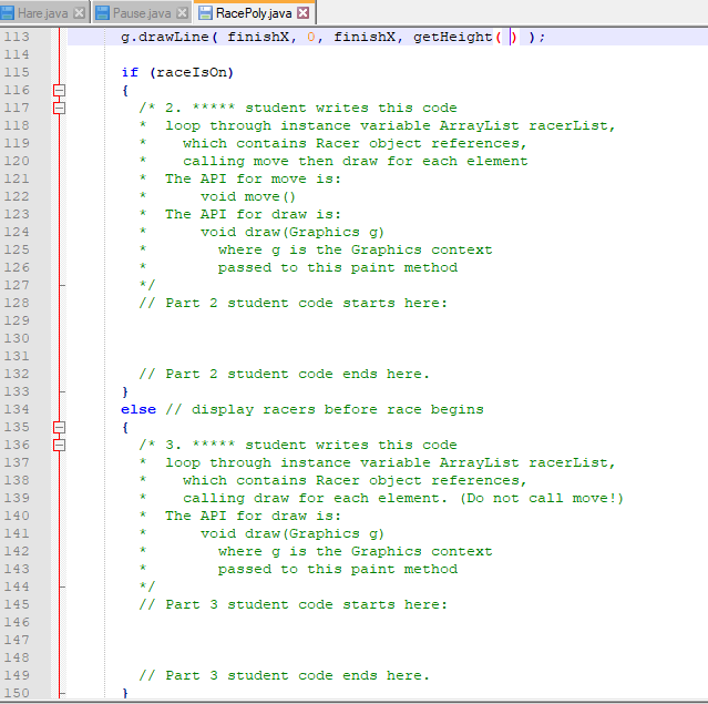 to replace the comments with your code: switch (input) { case 'T':