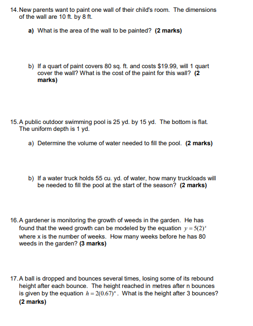 inches. (1 mark) 5. Calculate the surface area of the following rectangular