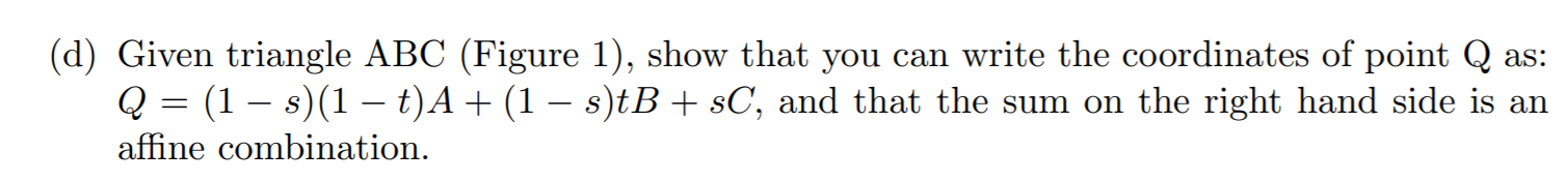show that you can write the coordinates of point Q as: Q