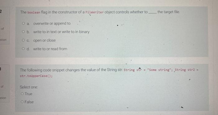  answer these 2 questions The boolean flag in the constructor of