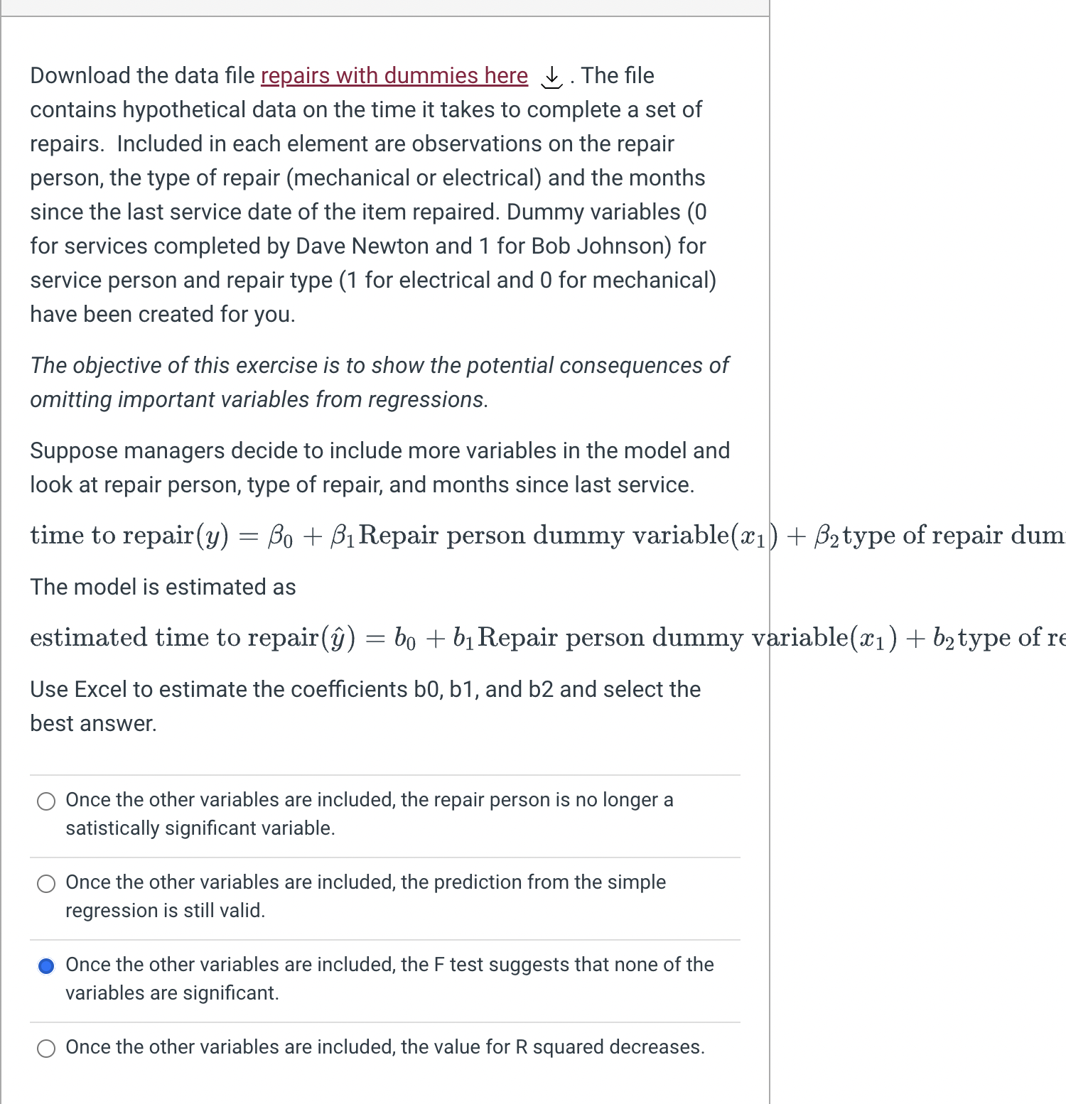values are statistically significant. Below is a model of the selling price