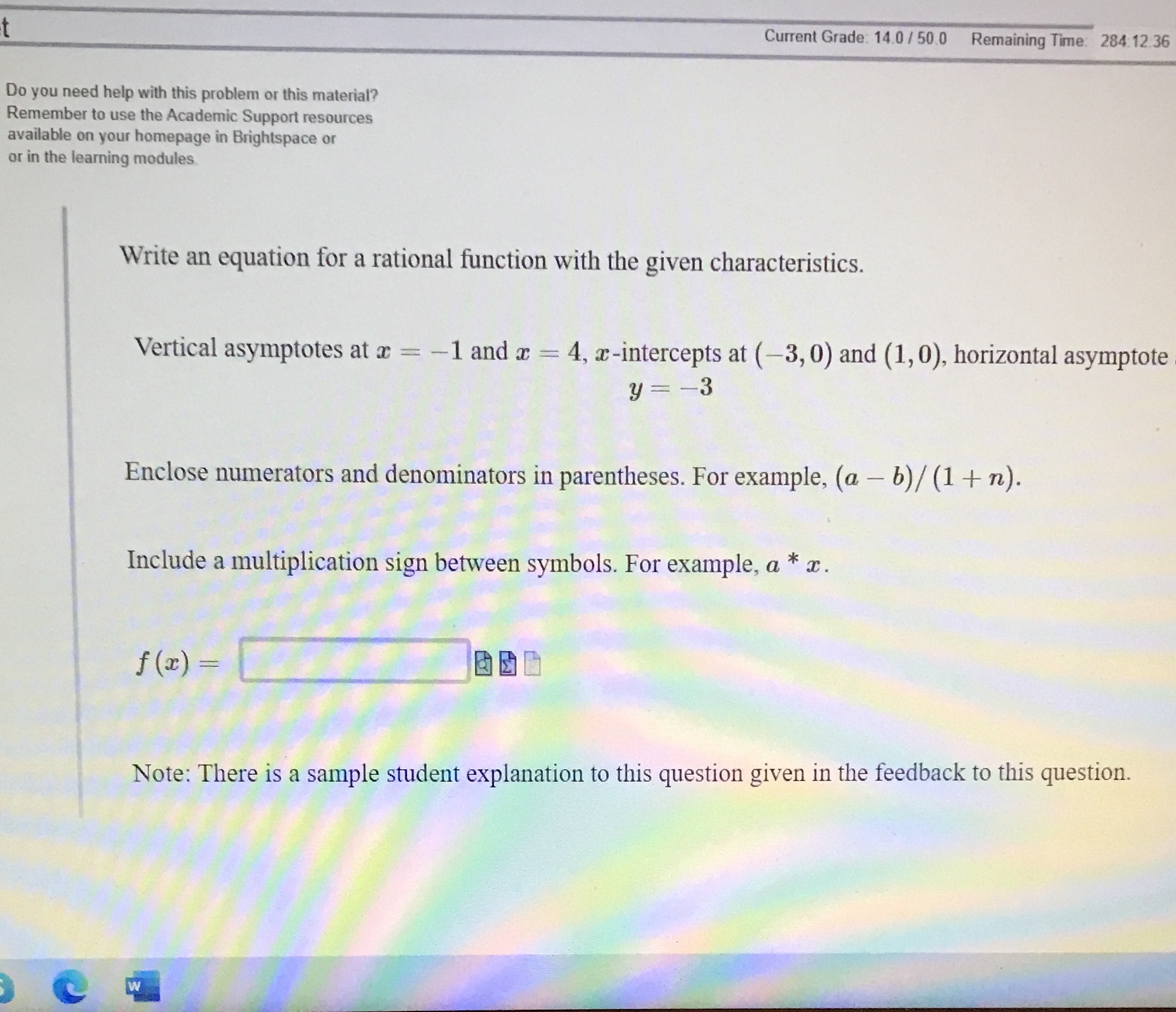 Can you please help Current Grade: 14.0 / 50.0 Remaining Time: 284: