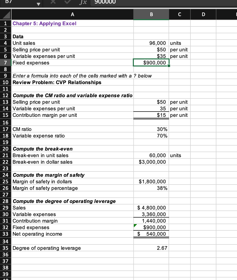 B/ Jx 900000 A B C D 1 Chapter 5: Applying