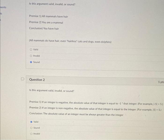  Determine if it is Invalid / Valid / or Sound Is