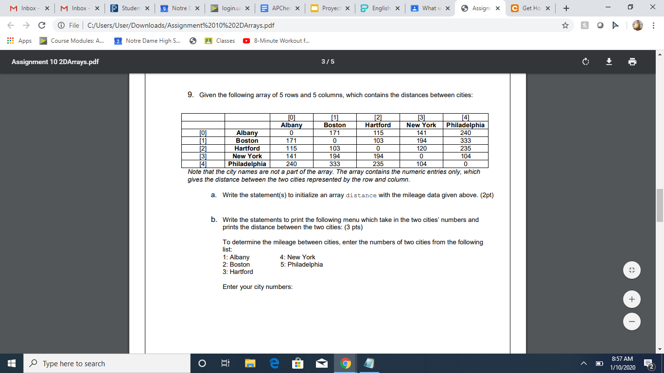 I need help with Java: Given the following array of 5 rows