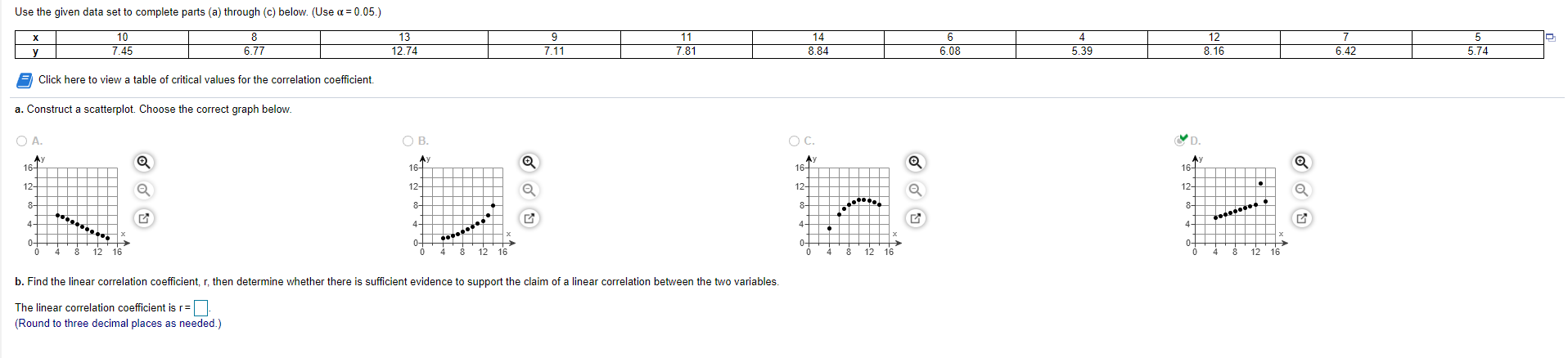 Use the given data set to complete parts (a) through (c)