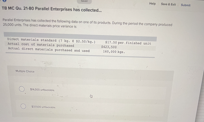  Soved Help Save & Exit Submit TB MC Qu. 21-80 Parallel