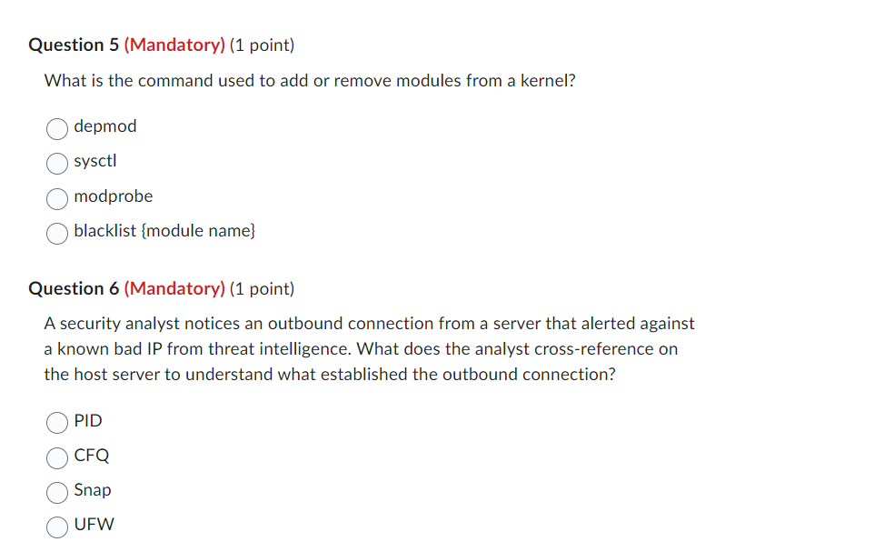 buses? Isdev Ispci Isusb Ipq Question 2 (Mandatory) ( 1 point) A