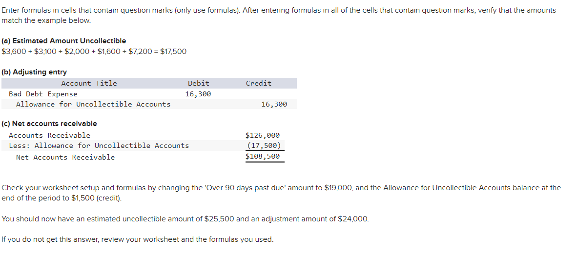  Enter formulas in cells that contain question marks (only use formulas).