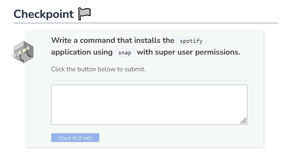  Checkpoint Write a command that installs the spotify application using with
