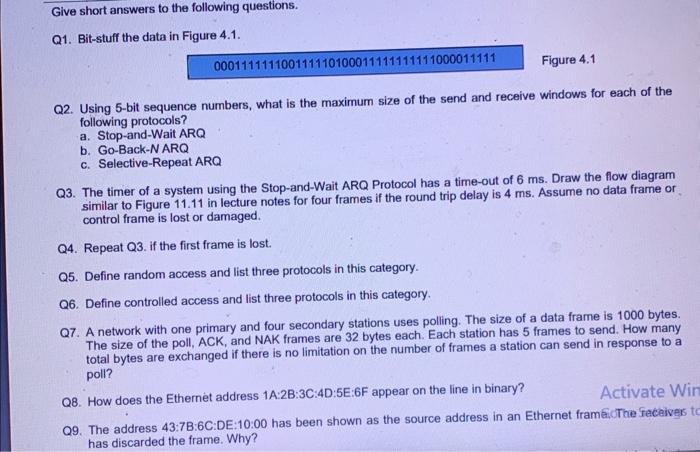  Q2. Using 5-bit sequence numbers, what is the maximum size of