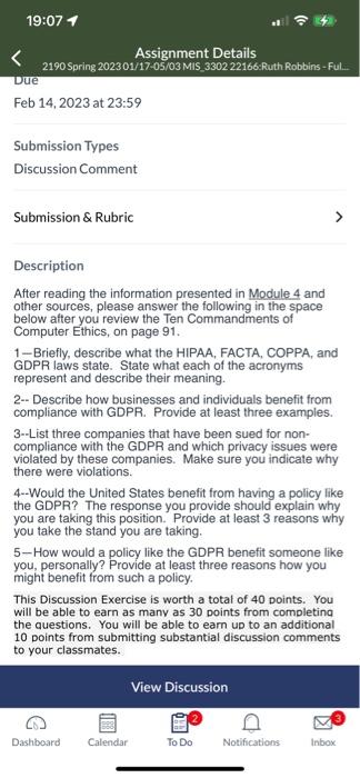  Description After reading the information presented in Module 4 and other