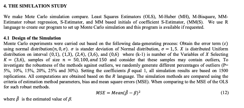  4. THE SIMULATION STUDY We make Mote Carlo simulation compare. Least