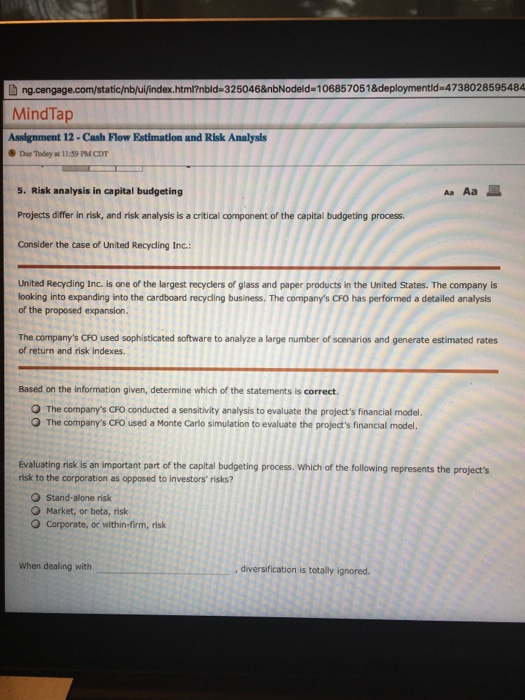  please answer these. thanks Projects differ in risk, and risk analysis