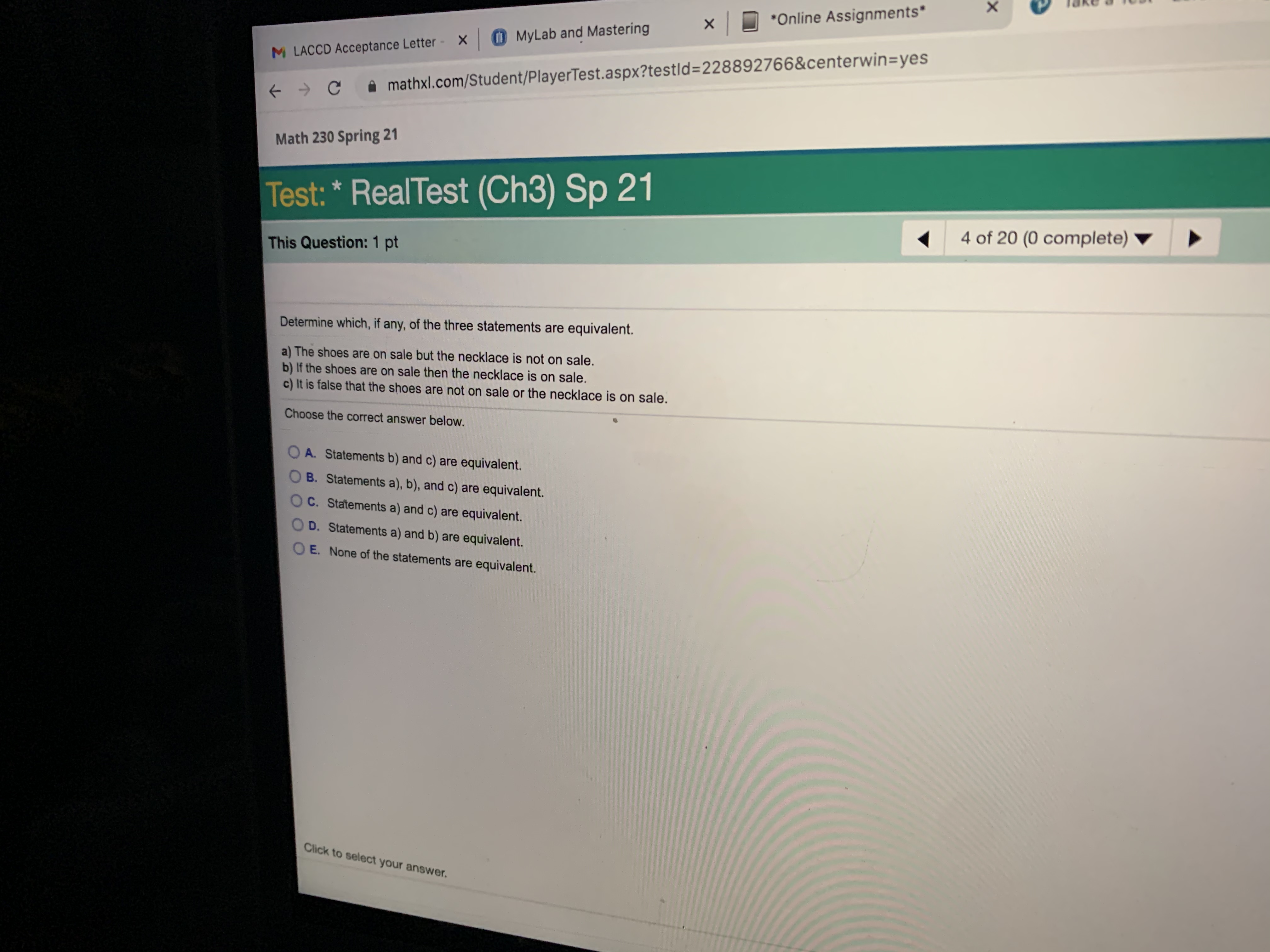 Help please please math math x *Online Assignments" M LACCD Acceptance Letter