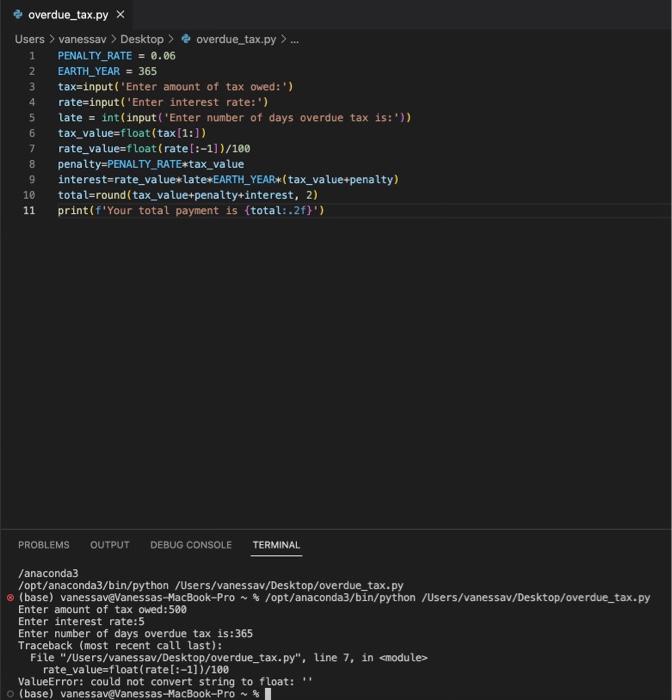 while using python it said when I computed the code, that there
