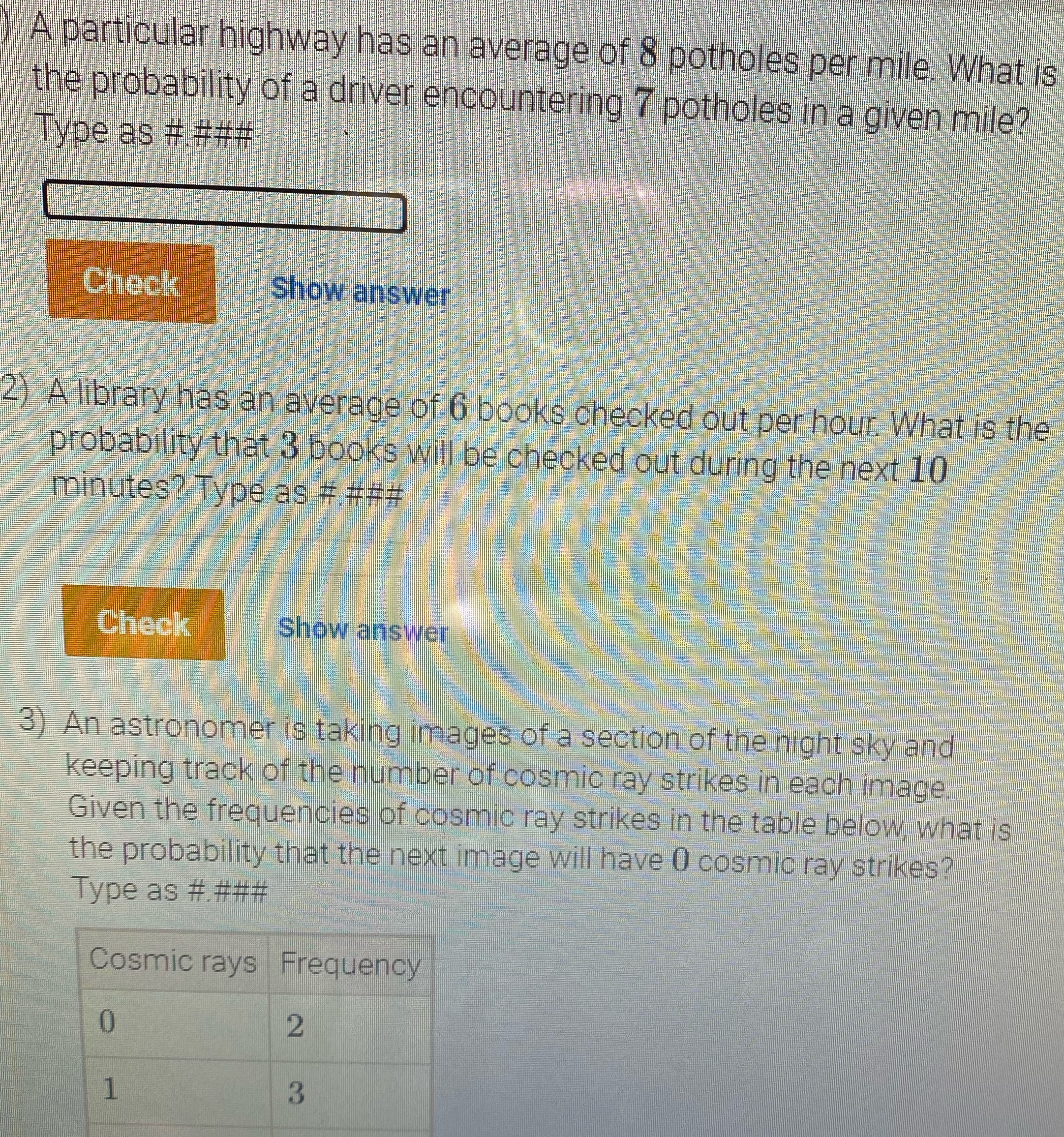 3. Cosmic rays Frequency 0. 2 1. 3 2. 4 3. 4