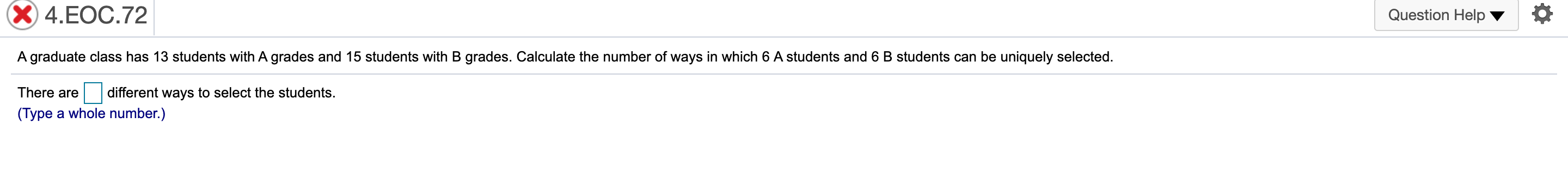 give me all the steps 4..EOC72 ' Question Help 7 a A