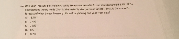  One-year Treasury bills yield 6%, while Treasury notes with 2-year maturities