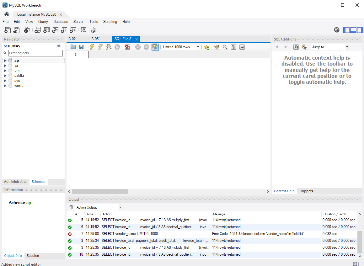 MySQL questions Write a SELECT statement that returns three columns from the