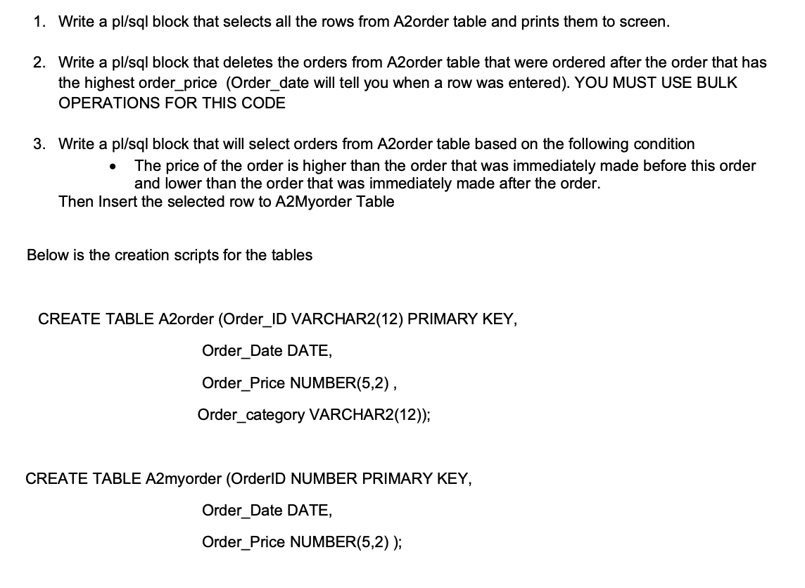  1. Write a pl/sql block that selects all the rows from