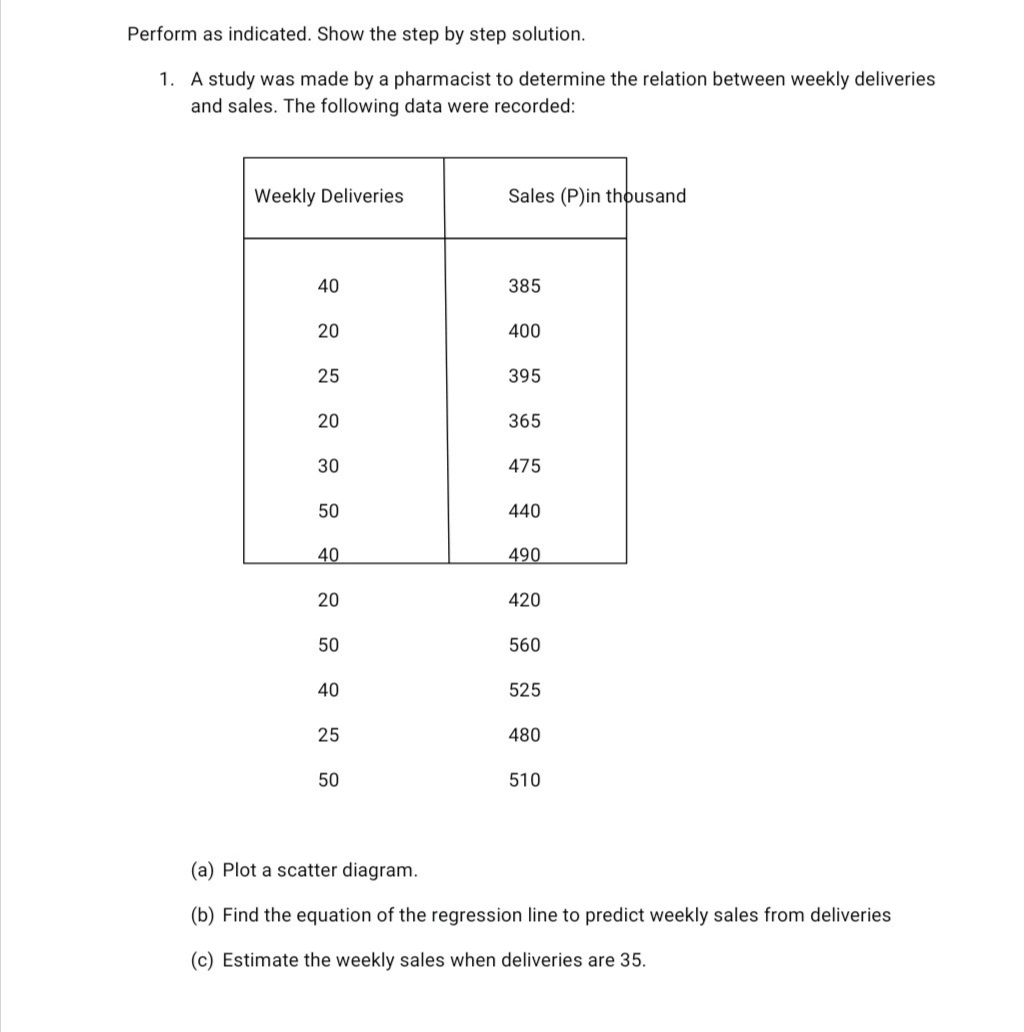Perform as indicated. Show the step by step solution. 1. A