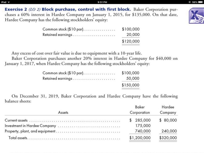  Pad 9:51 PM Exercise 2 (LO 2) Block purchase, control with