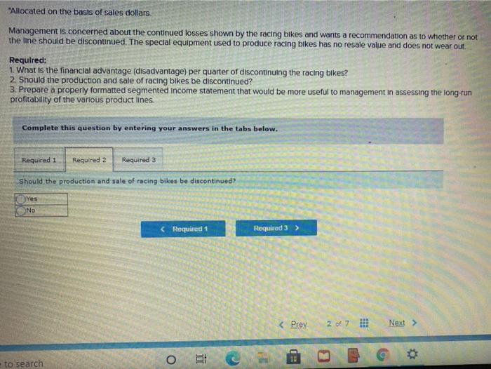 and a racing bike Data on sales and expenses for the past
