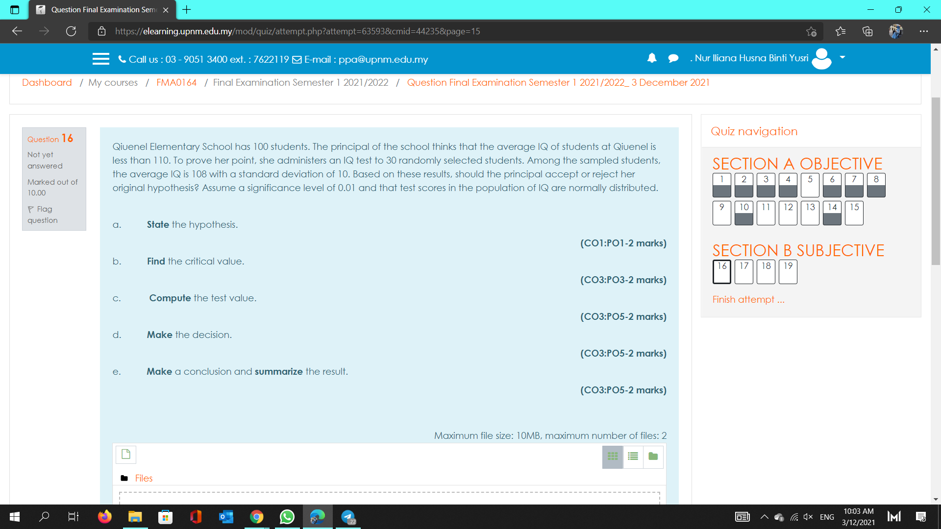  Question Final Examination Sem( X + X