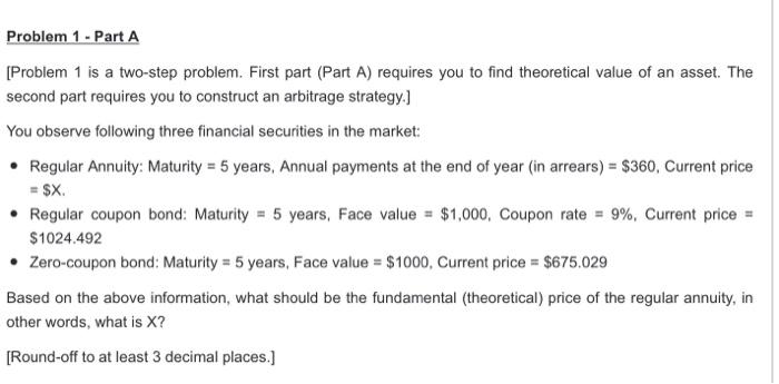  [Problem 1 is a two-step problem. First part (Part A) requires