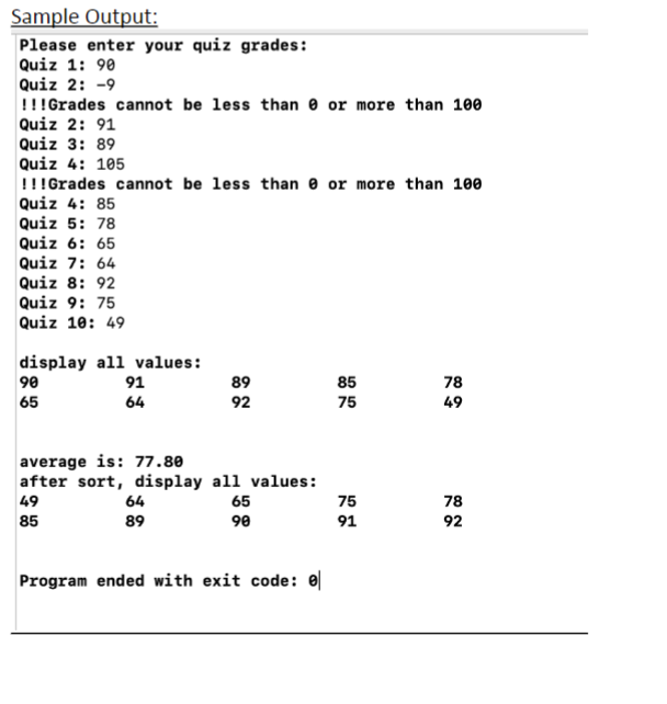 final grades based on 10 quizzes, and this program will help you