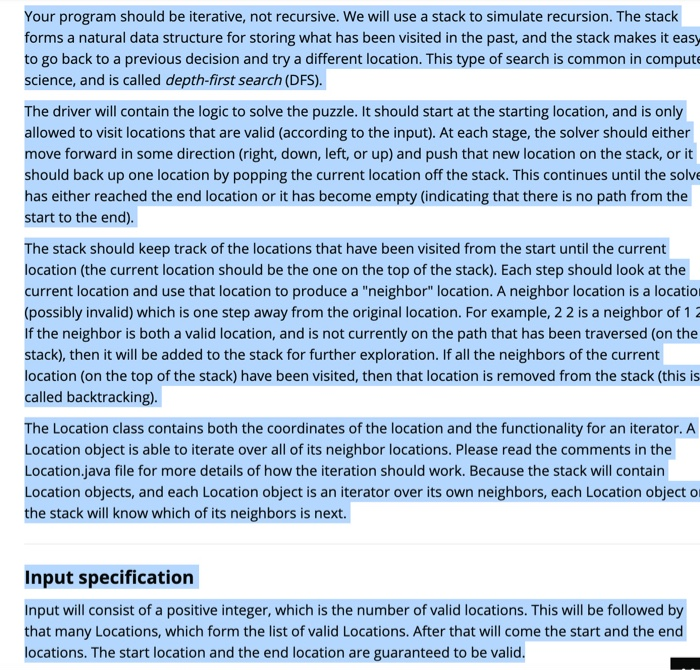 to the end. The maze will be a two-dimensional grid of locations,