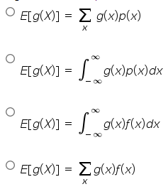 1.- In general, the expected value of a function g (x) of