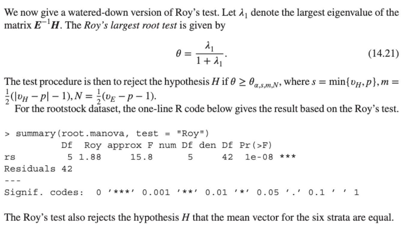the current work to clearly underpin the statistical motivation of Roy '5-