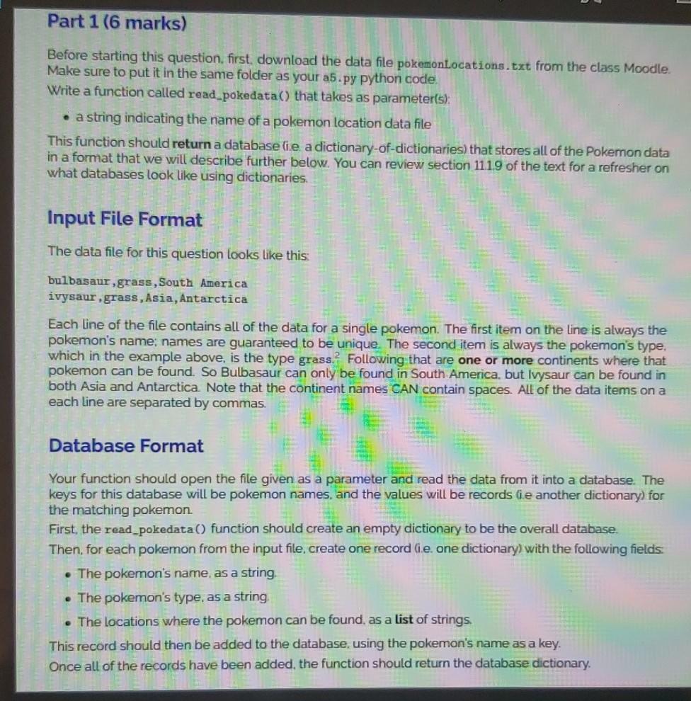 python please! Question 2 (23 points); Purpose: To practice the concept of